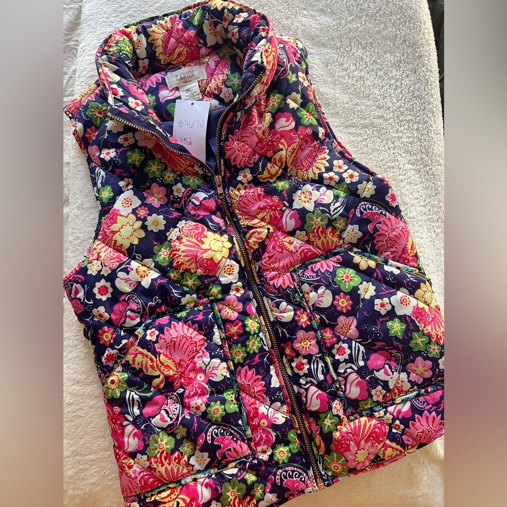 Pink Floral Puffer Vest NWT
